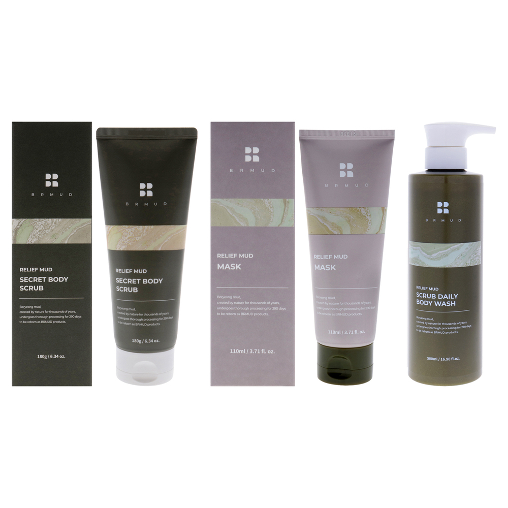 Relief Mud Kit by Brmud for Unisex - 3 Pc Kit 6.34oz Secret Body